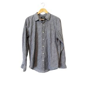 Bonobos Stretch Slim‎ Fit Gray Black Flowers Long Sleeve Button Down Shirt Large
